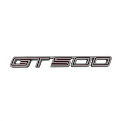 Эмблема надпись GT500 для Ford Mustang серебро+красная линия 157х17мм металл (на скотче)
