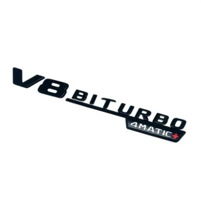 Емблема напис V8 BITURBO 4MATIC+ для Mercedes AMG чорна 250мм пластик (на скотчі)