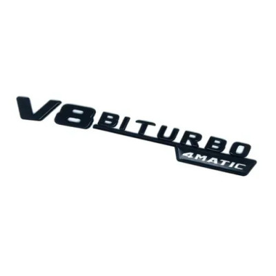 Емблема напис V8 BITURBO 4MATIC для Mercedes AMG чорна 250мм пластик (на скотчі)