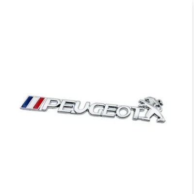 Емблема напис PEUGEOT хром 150х30мм метал (на скотчі)