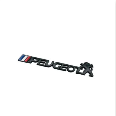 Емблема напис PEUGEOT чорна 150х30мм метал (на скотчі)