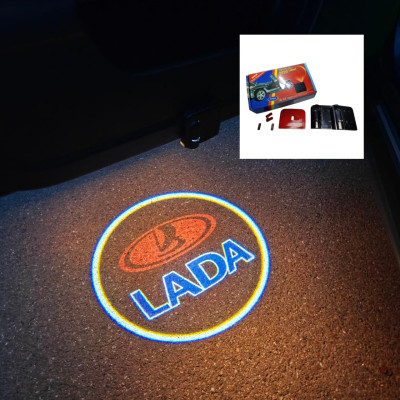 Світлодіодне підсвічування на дверях автомобіля з логотипом Lada червоний