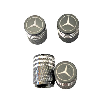 Металеві ковпачки на ніпель з логотипом Mercedes сірий