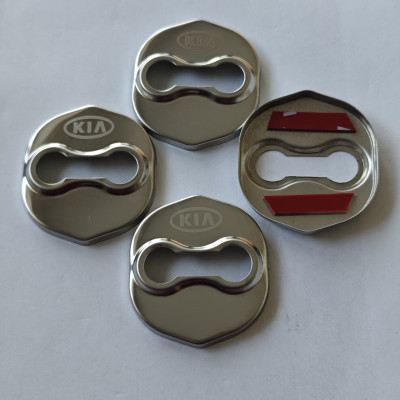 Накладки на дверний замок срібло із логотипом KIA 01, K3, K5, Forte, Sorento 2009-2016