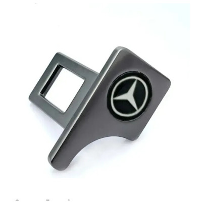 Заглушка ременя безпеки з логотипом MERCEDES темно-сіра 20х40мм метал