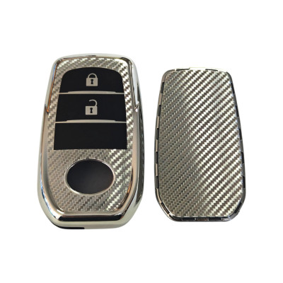 Чехол  для ключа Toyota, Camry, Corolla, RAV4, серый карбон