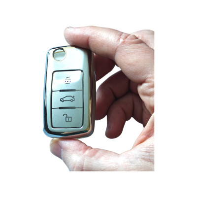 Чохол для ключа Skoda, глянець сірий
