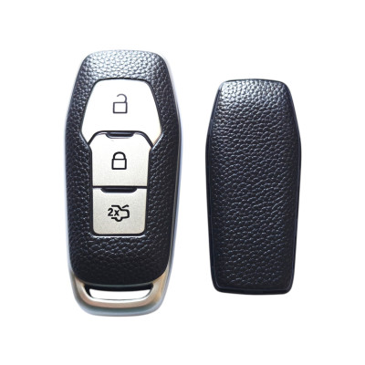 Чохол для ключа FORD Edge, Explorer, Fusion, Mondeo, Mustang чорний під шкіру