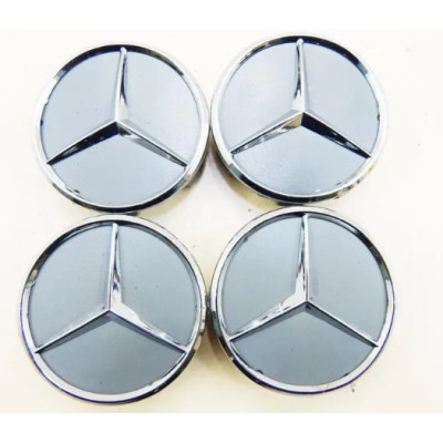 Ковпачки — заглушки в диски Mercedes (Сірі + Хром) 75 мм (4шт) 2204000125