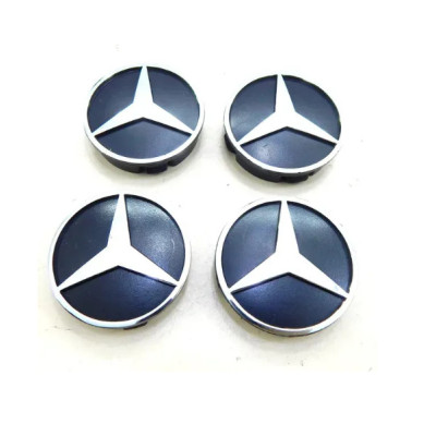Ковпачки — заглушки в диски Mercedes (Чорні+ Хром) 60 мм (4шт) A0004003800
