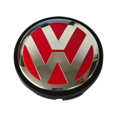 Ковпачки (заглушки) в диски VW (Фольцваген) 56\52 мм Червоні + Хром 1J0601171