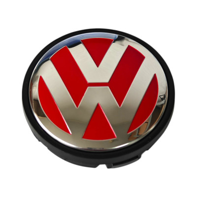 Ковпачки (заглушки) в диски VW (Фольцваген) 56\52 мм Червоні + Хром 1J0601171