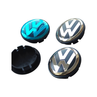 Ковпачки (заглушки) в диски VW (Фольксваген) 70/58 мм Хром чорні 7L6601149B
