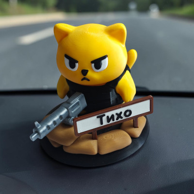 Декоративний котик на панель авто Мурррчик, Тихо