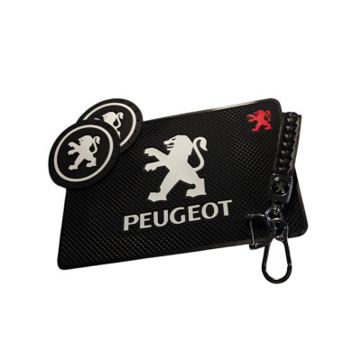 Комплект Peugeot (Пежо) Брелок та антиковзні килимки в авто.